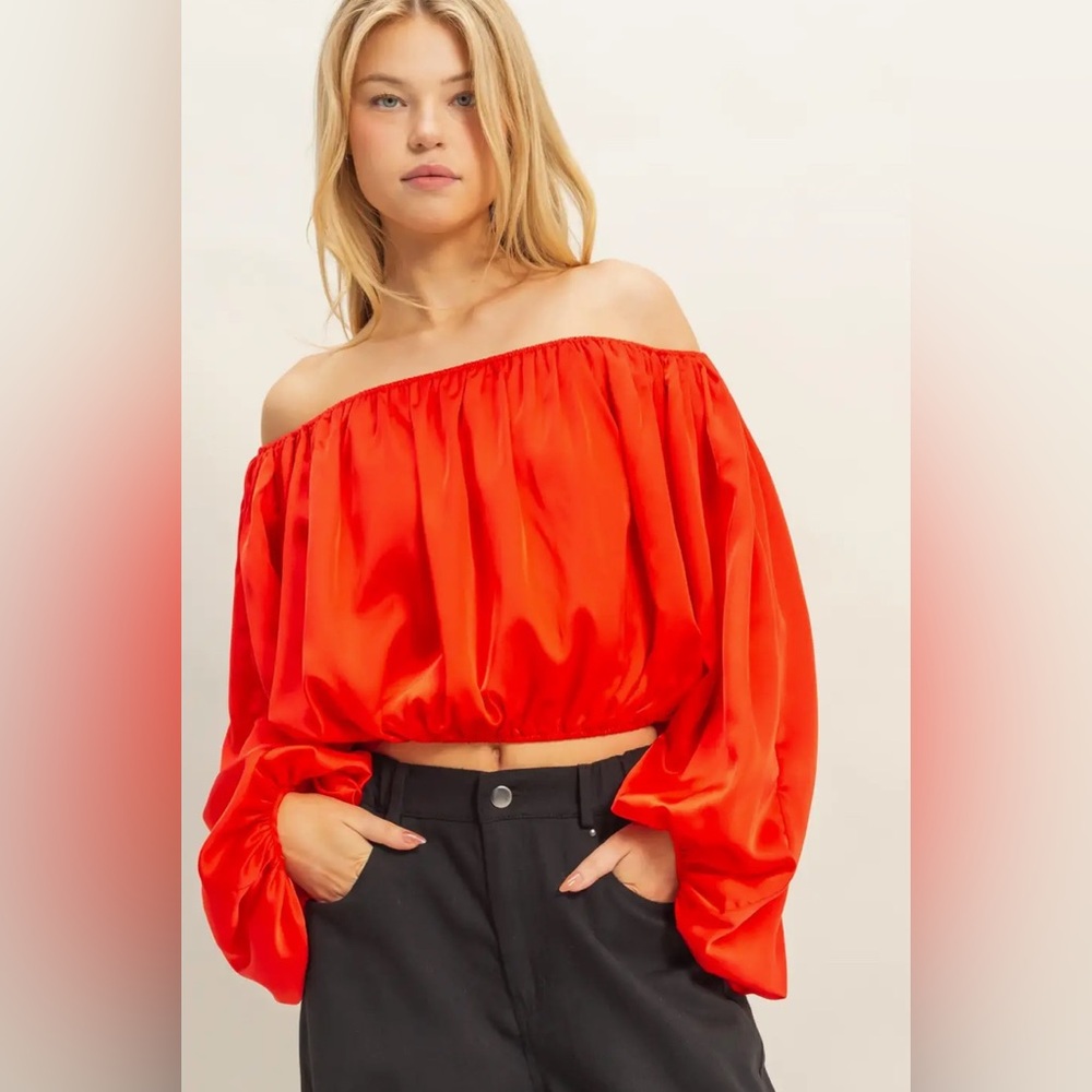 HyFve off the shoulder blouse with balloon sleeves